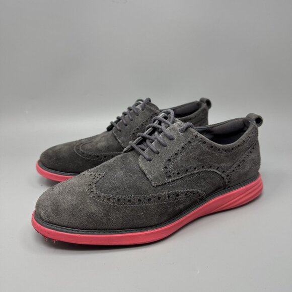Cole Haan Grand Evolution Wingtip C26858 Shoes Suede Red Sole Mens Size 9W main image 6